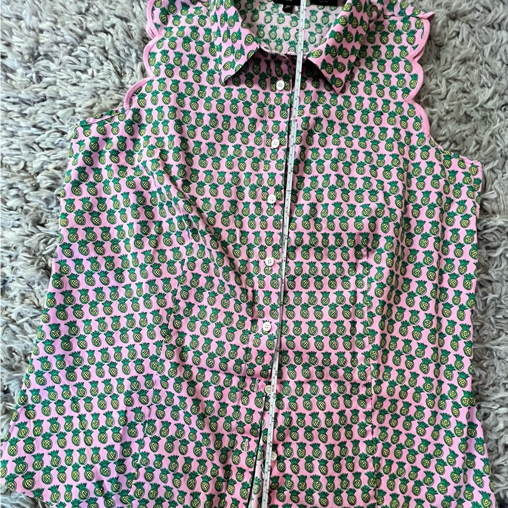 Talbots Pink and Green Pineapple Blouse - Picture 6 of 8